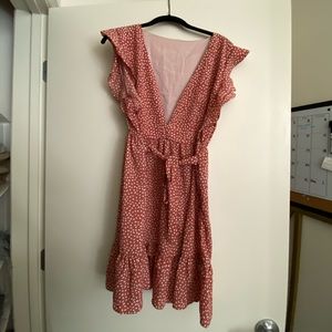 Ruffled V - Neck Dress